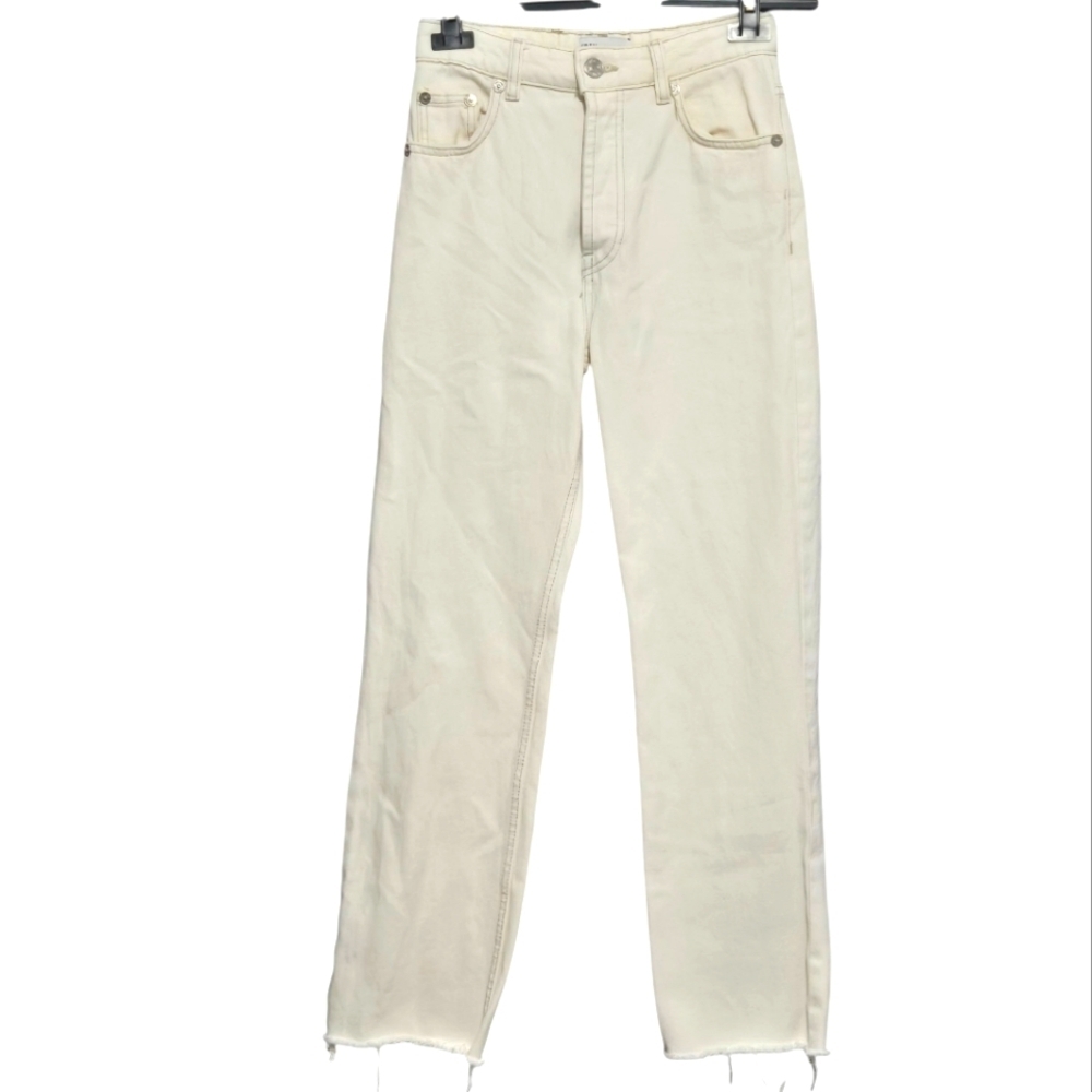Zara Cream High-Waisted Skinny Jeans Womens US 2